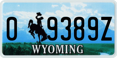 WY license plate 09389Z