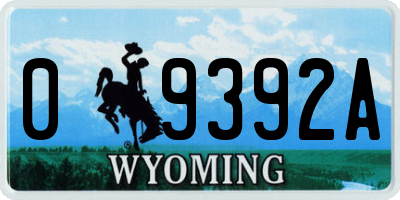 WY license plate 09392A