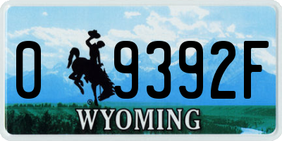 WY license plate 09392F