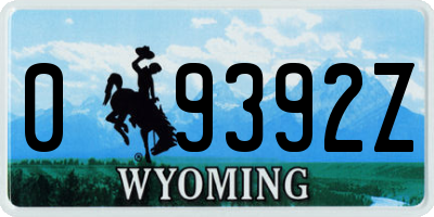 WY license plate 09392Z
