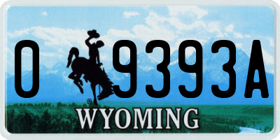 WY license plate 09393A