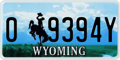 WY license plate 09394Y