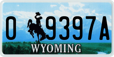 WY license plate 09397A