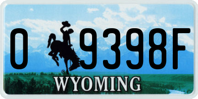 WY license plate 09398F