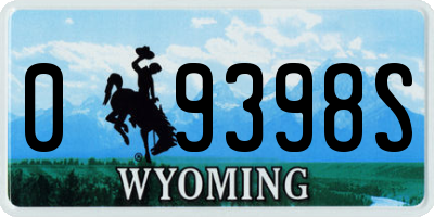 WY license plate 09398S