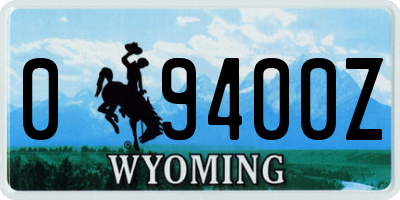 WY license plate 09400Z