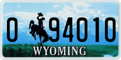 WY license plate 094010