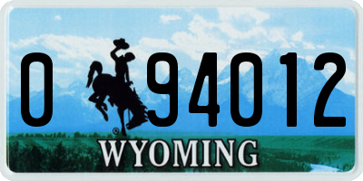 WY license plate 094012