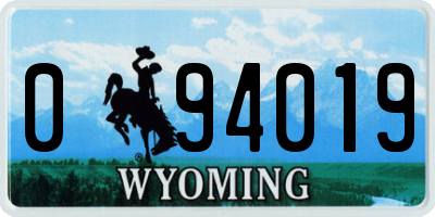 WY license plate 094019