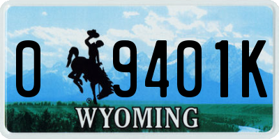 WY license plate 09401K
