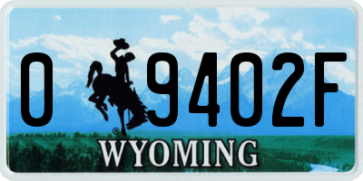 WY license plate 09402F
