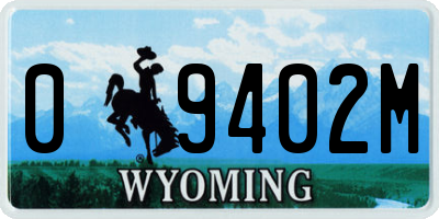 WY license plate 09402M