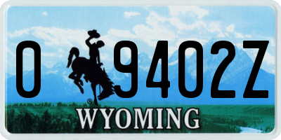 WY license plate 09402Z