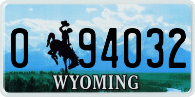 WY license plate 094032
