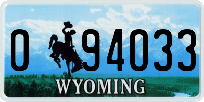 WY license plate 094033