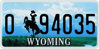WY license plate 094035