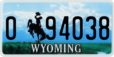 WY license plate 094038