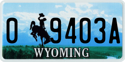 WY license plate 09403A