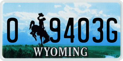 WY license plate 09403G