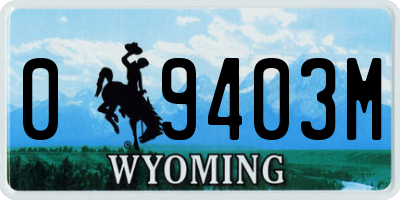 WY license plate 09403M