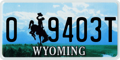 WY license plate 09403T