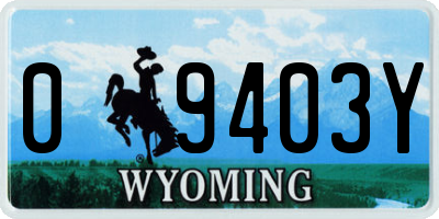 WY license plate 09403Y