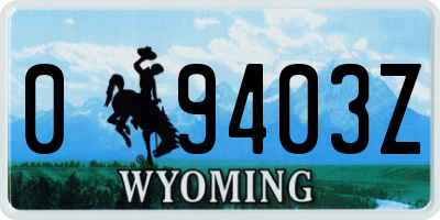 WY license plate 09403Z