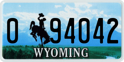 WY license plate 094042