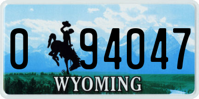 WY license plate 094047