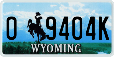WY license plate 09404K