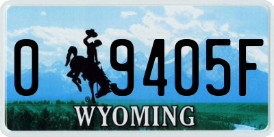 WY license plate 09405F