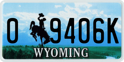 WY license plate 09406K