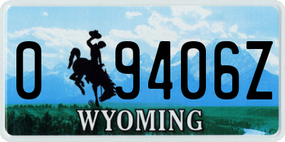 WY license plate 09406Z