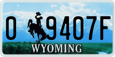 WY license plate 09407F
