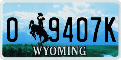 WY license plate 09407K