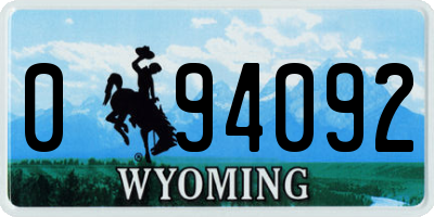 WY license plate 094092