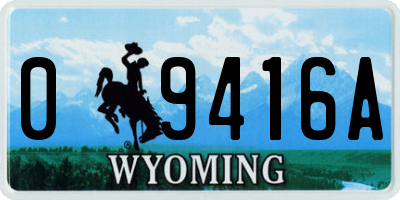 WY license plate 09416A