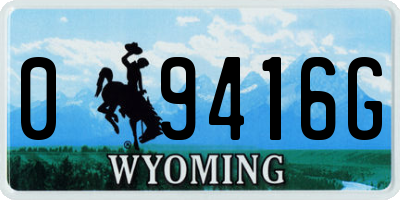 WY license plate 09416G