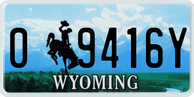 WY license plate 09416Y