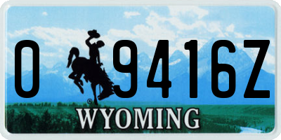 WY license plate 09416Z