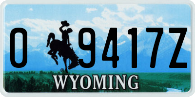 WY license plate 09417Z