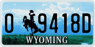 WY license plate 09418D