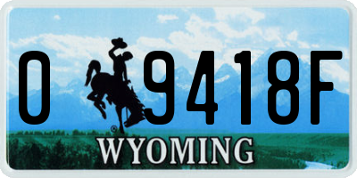 WY license plate 09418F