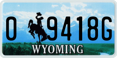 WY license plate 09418G