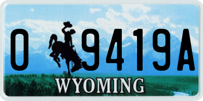 WY license plate 09419A