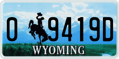 WY license plate 09419D