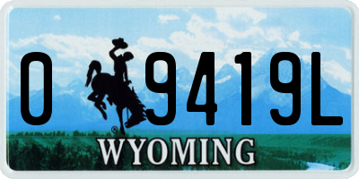 WY license plate 09419L