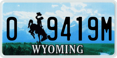 WY license plate 09419M