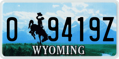 WY license plate 09419Z