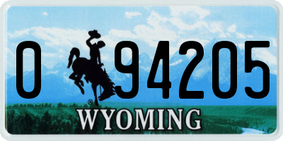 WY license plate 094205